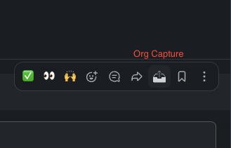 Screenshot of a custom org capture button in Slack message popup