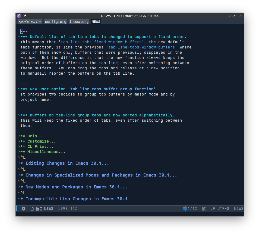 Emacs NEWS file for 30.1